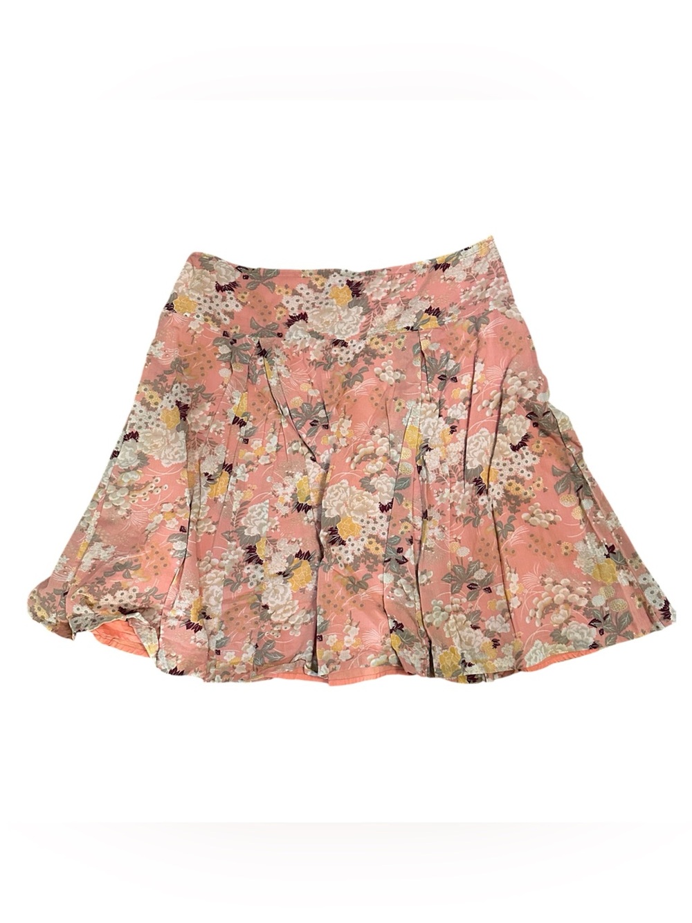 American Eagle Floral Pink Pleated A-Line Skirt